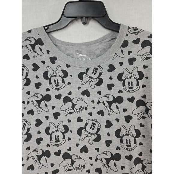 Disney Minnie Mouse 2X Womens Short Sleeve Gray T-Shirt Minnie Mouse Faces Plus - Picture 2 of 6